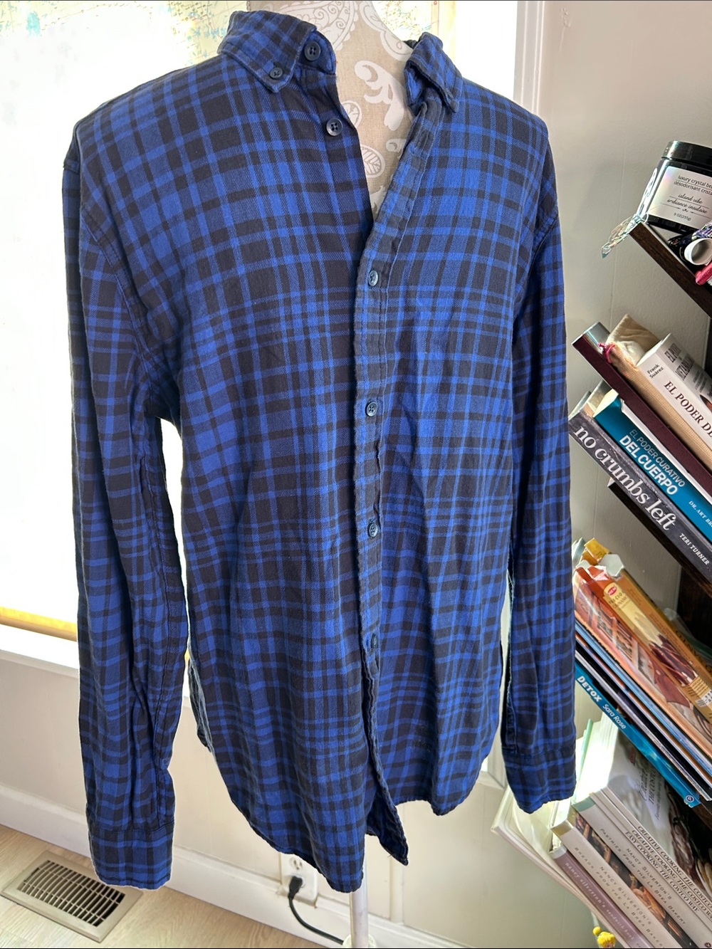 Levi's Blue and Black Plaid Button-Down Shirt